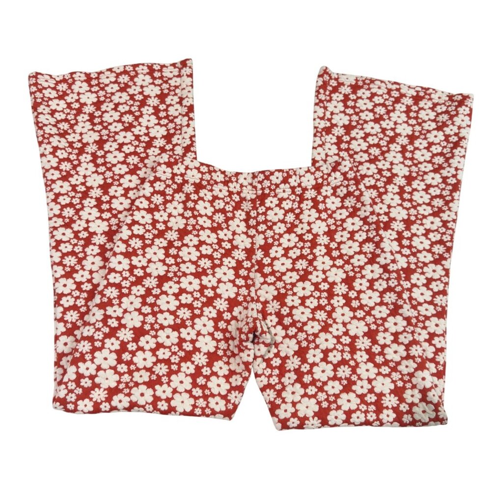 Floral Red & White Bootcut Pants By Forever‎ 21 Size Medium elastic waist women